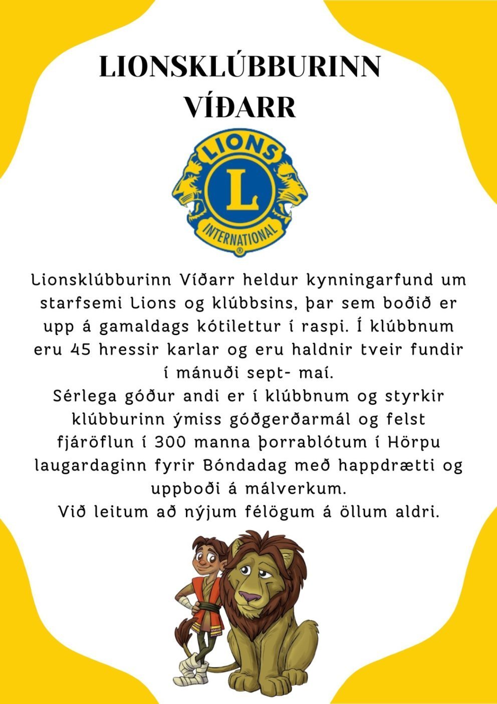 Lionsklúbburinn Víðarr heldur kynningarfund.